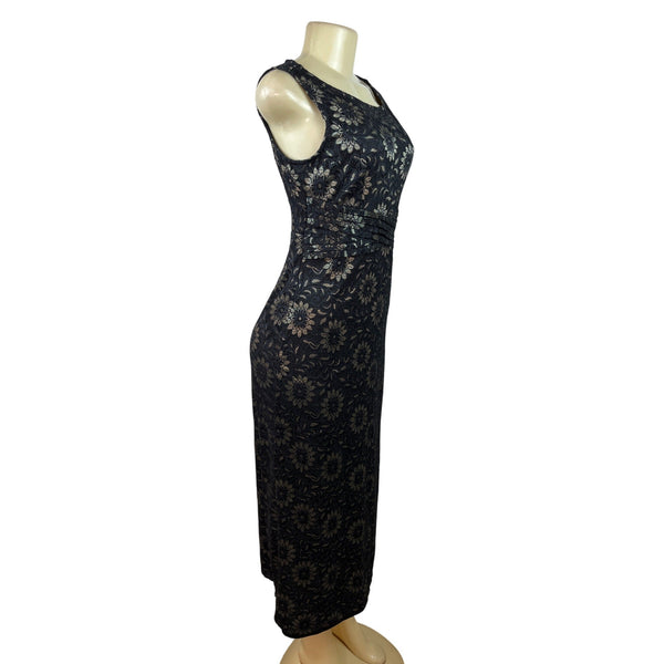 Candalite Petite Women Sleeveless Black Lace Floral Midi Dress Size SP