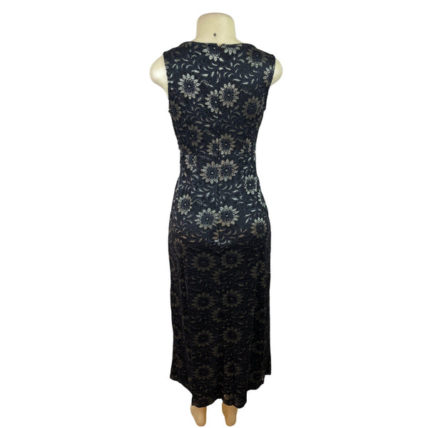 Candalite Petite Women Sleeveless Black Lace Floral Midi Dress Size SP