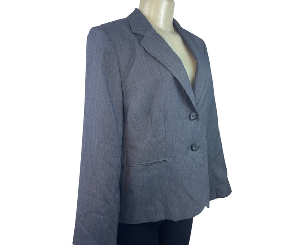 Calvin Klein Women's Gray Pinstripe Blazer Jacket Fitted 2 Button Closure Size 10
