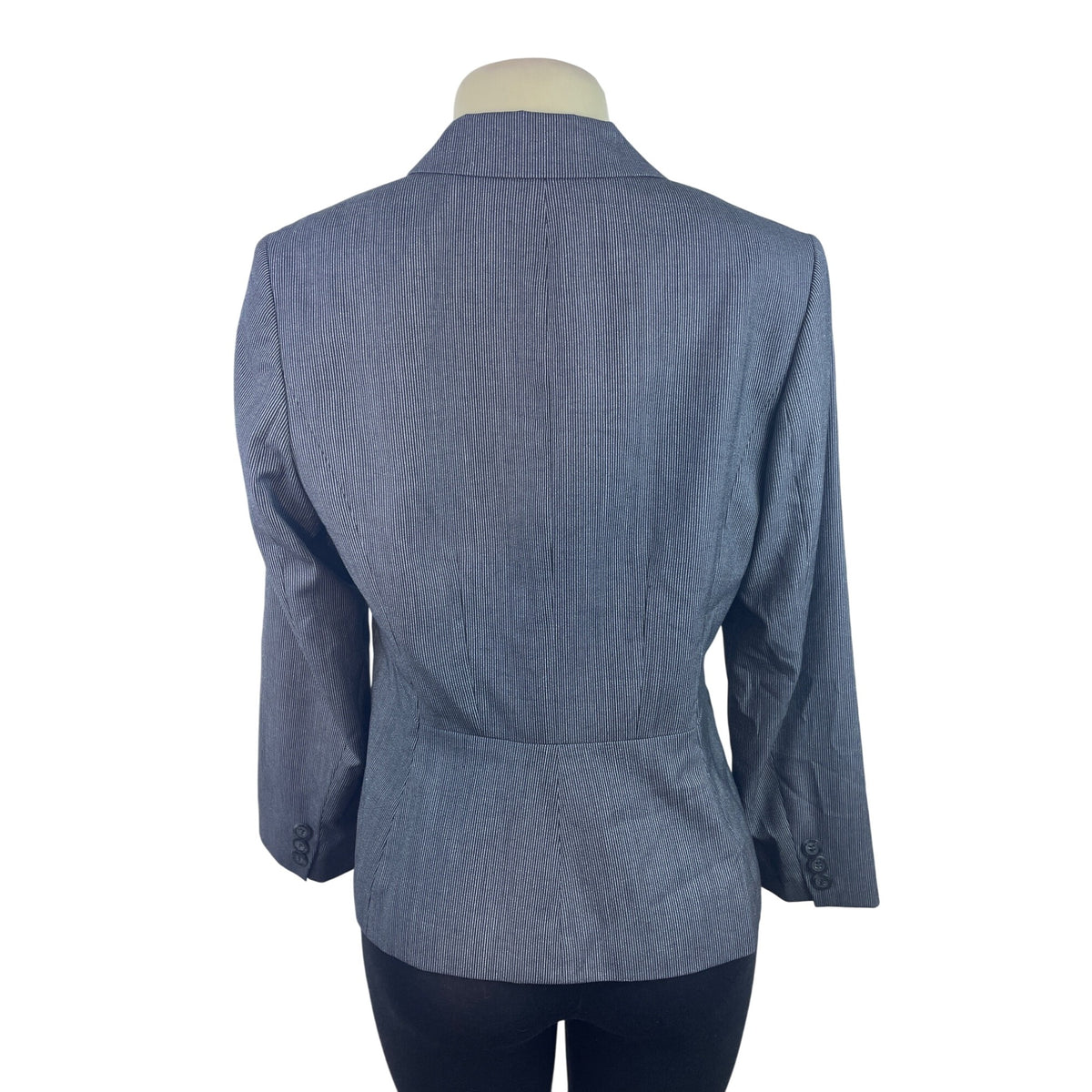 Calvin Klein Womens Gray Pinstripe Blazer Jacket Fitted 2-Button Closure Sz 10