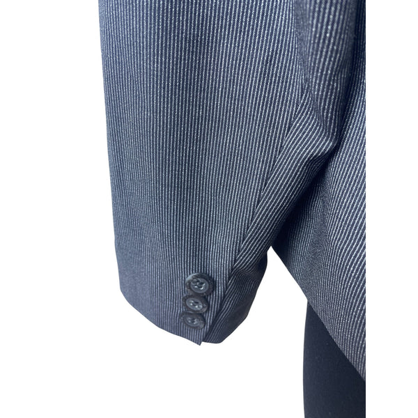 Calvin Klein Womens Gray Pinstripe Blazer Jacket Fitted 2-Button Closure Sz 10