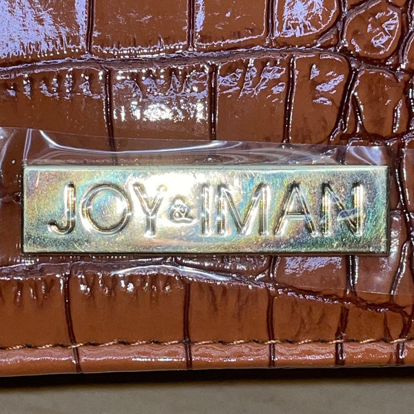 Joy & Iman Women’s Rich Cognac Crocodile-Embossed Chain Strap Clutch Sz M