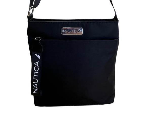 Nautica Diver Black Nylon With Adjustable Strap & Zipper Pocket Crossbody Bag