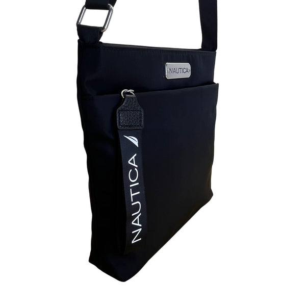 Nautica Diver Black Nylon With Adjustable Strap & Zipper Pocket Crossbody Bag