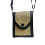 Women's Black & Beige Woven Straw Crossbody Shoulder Bag Sz S