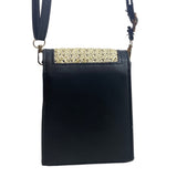 Women's Black & Beige Woven Straw Crossbody Shoulder Bag Sz S