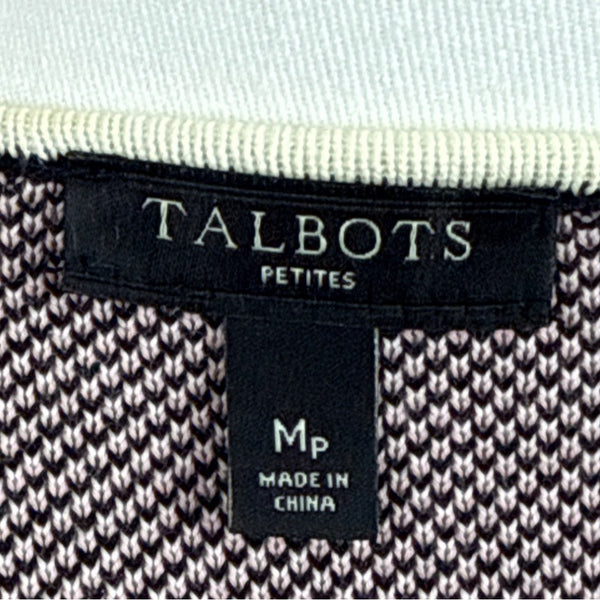 Talbots Women's Black & Pink Plaid Cardigan Sweater Size MP Button Front