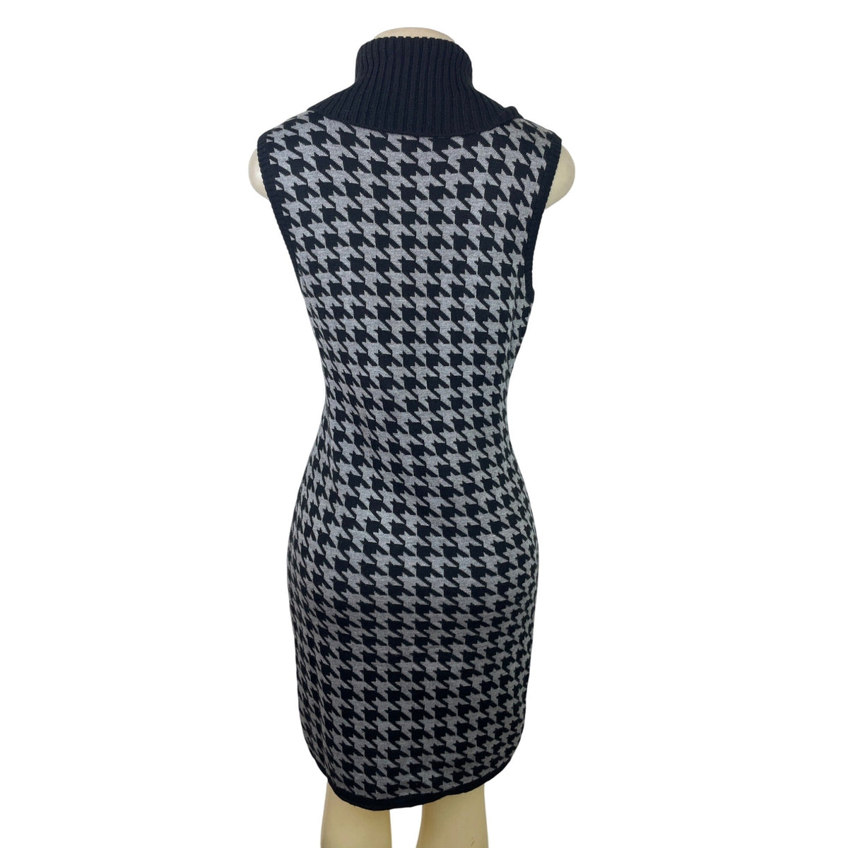 Calvin Klein Womens Houndstooth Sweater Dress With Shawl Collar Size M