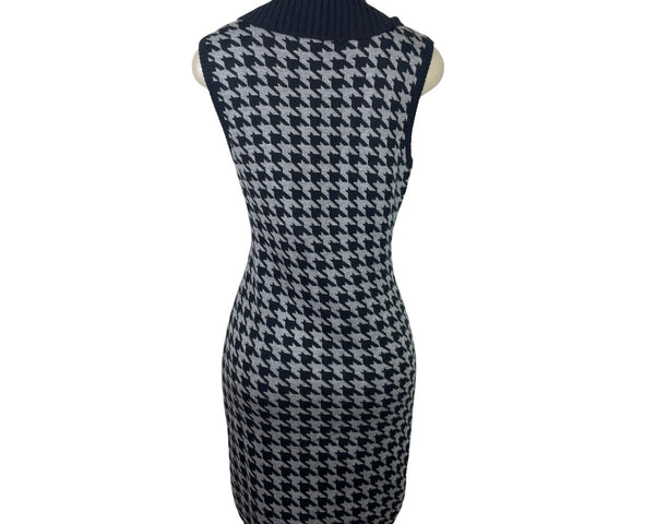 Calvin Klein Womens Houndstooth Sweater Dress With Shawl Collar Size M