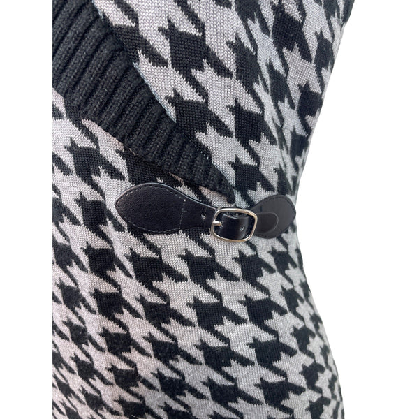 Calvin Klein Womens Houndstooth Sweater Dress With Shawl Collar Size M