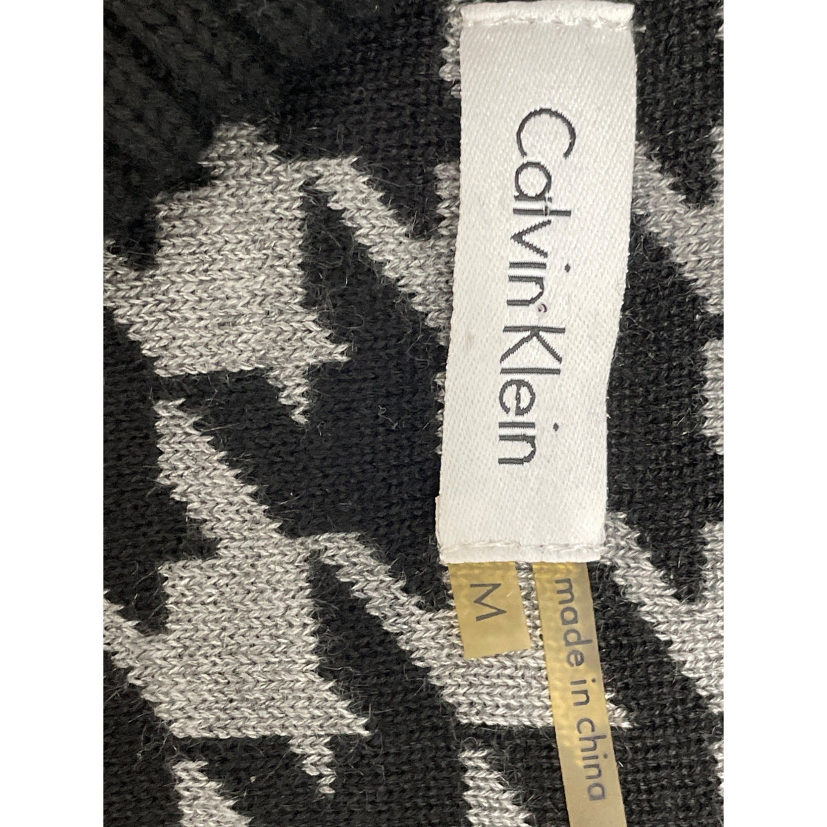 Calvin Klein Womens Houndstooth Sweater Dress With Shawl Collar Size M