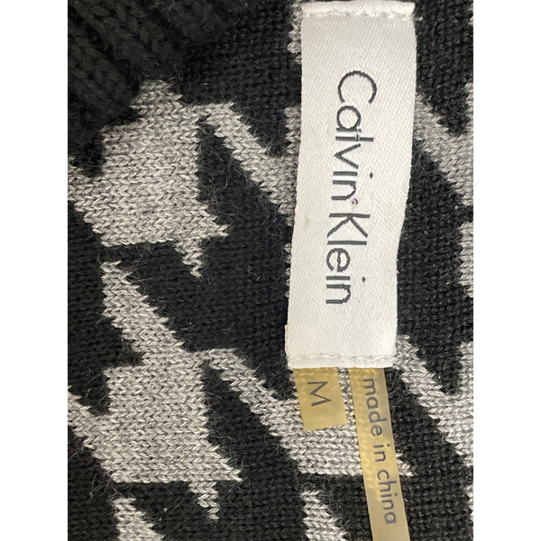 Calvin Klein Womens Houndstooth Sweater Dress With Shawl Collar Size M