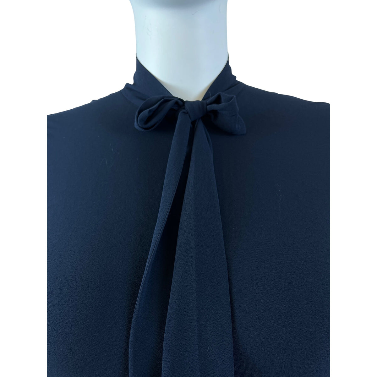 Michael Kors Navy Blue Women’s Long Sleeve Tie-Neck Blouse Sz L - New