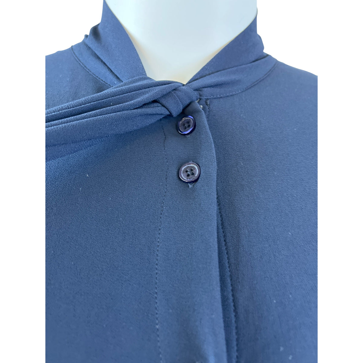 Michael Kors Navy Blue Women’s Long Sleeve Tie-Neck Blouse Sz L - New
