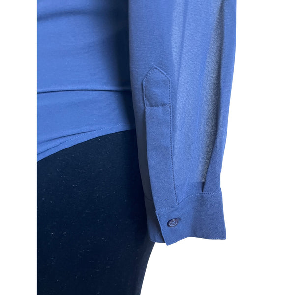 Michael Kors Navy Blue Women’s Long Sleeve Tie-Neck Blouse Sz L - New