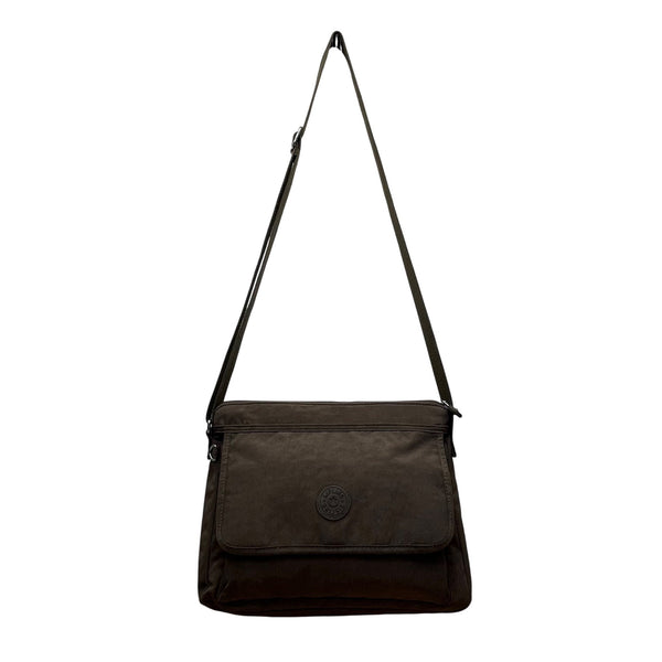 Kipling Women’s Grey Nylon Adjustable Strap & Zip Closure Pockets Crossbody Bag