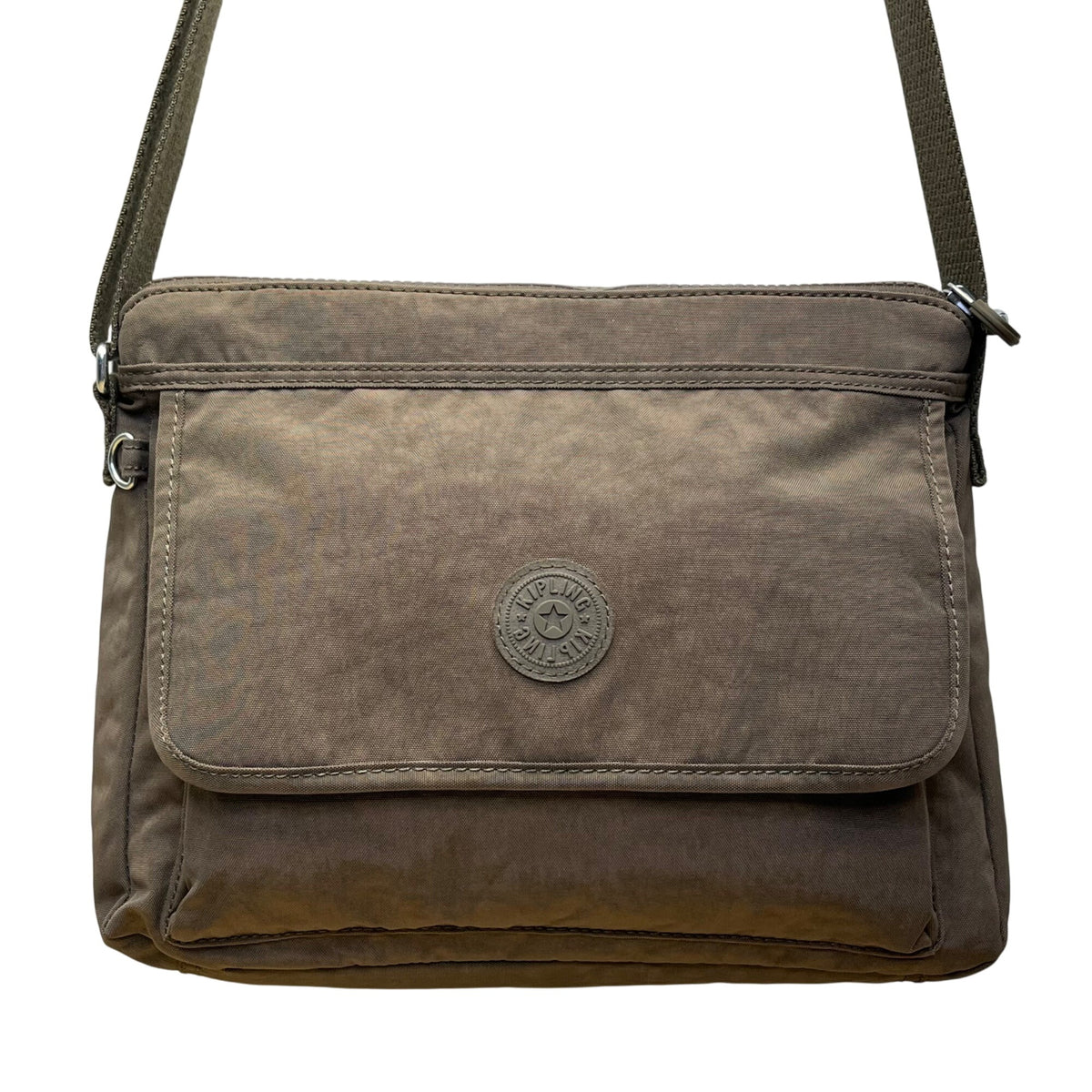 Kipling Women’s Grey Nylon Adjustable Strap & Zip Closure Pockets Crossbody Bag