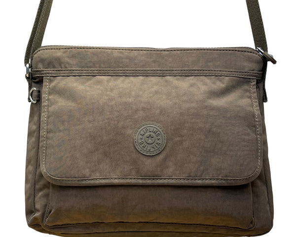 Kipling Women’s Grey Nylon Adjustable Strap & Zip Closure Pockets Crossbody Bag