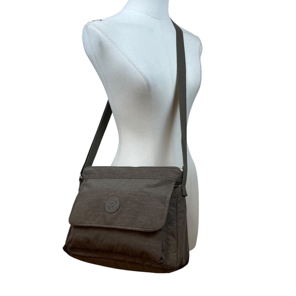 Kipling Women’s Grey Nylon Adjustable Strap & Zip Closure Pockets Crossbody Bag