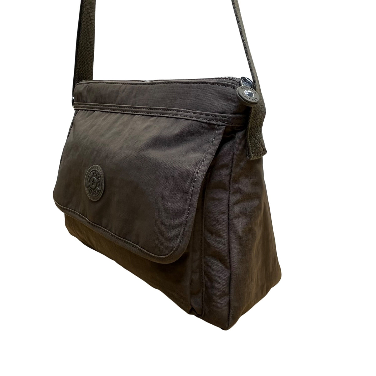 Kipling Women’s Grey Nylon Adjustable Strap & Zip Closure Pockets Crossbody Bag