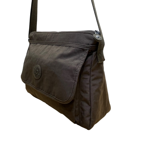 Kipling Women’s Grey Nylon Adjustable Strap & Zip Closure Pockets Crossbody Bag