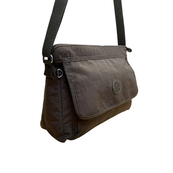 Kipling Women’s Grey Nylon Adjustable Strap & Zip Closure Pockets Crossbody Bag