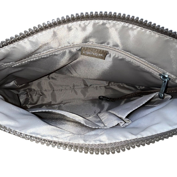 Kipling Women’s Grey Nylon Adjustable Strap & Zip Closure Pockets Crossbody Bag