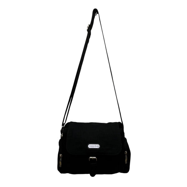 Baggallini Women’s Black Nylon Adjustable Strap Belted Buckle Crossbody Bag