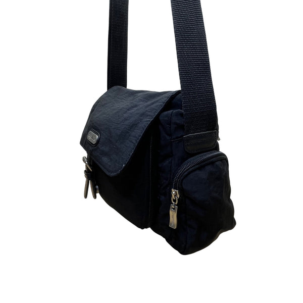 Baggallini Women’s Black Nylon Adjustable Strap Belted Buckle Crossbody Bag