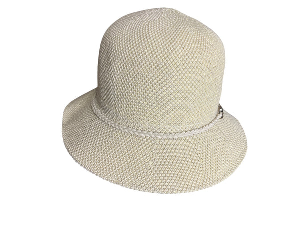 Yellow Cloche Hat With Braided Band & Metal Buckle Accent