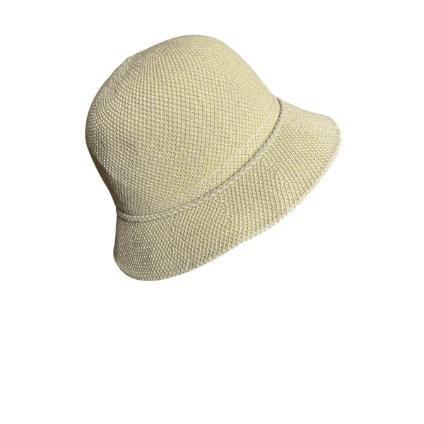 Yellow Cloche Hat With Braided Band & Metal Buckle Accent