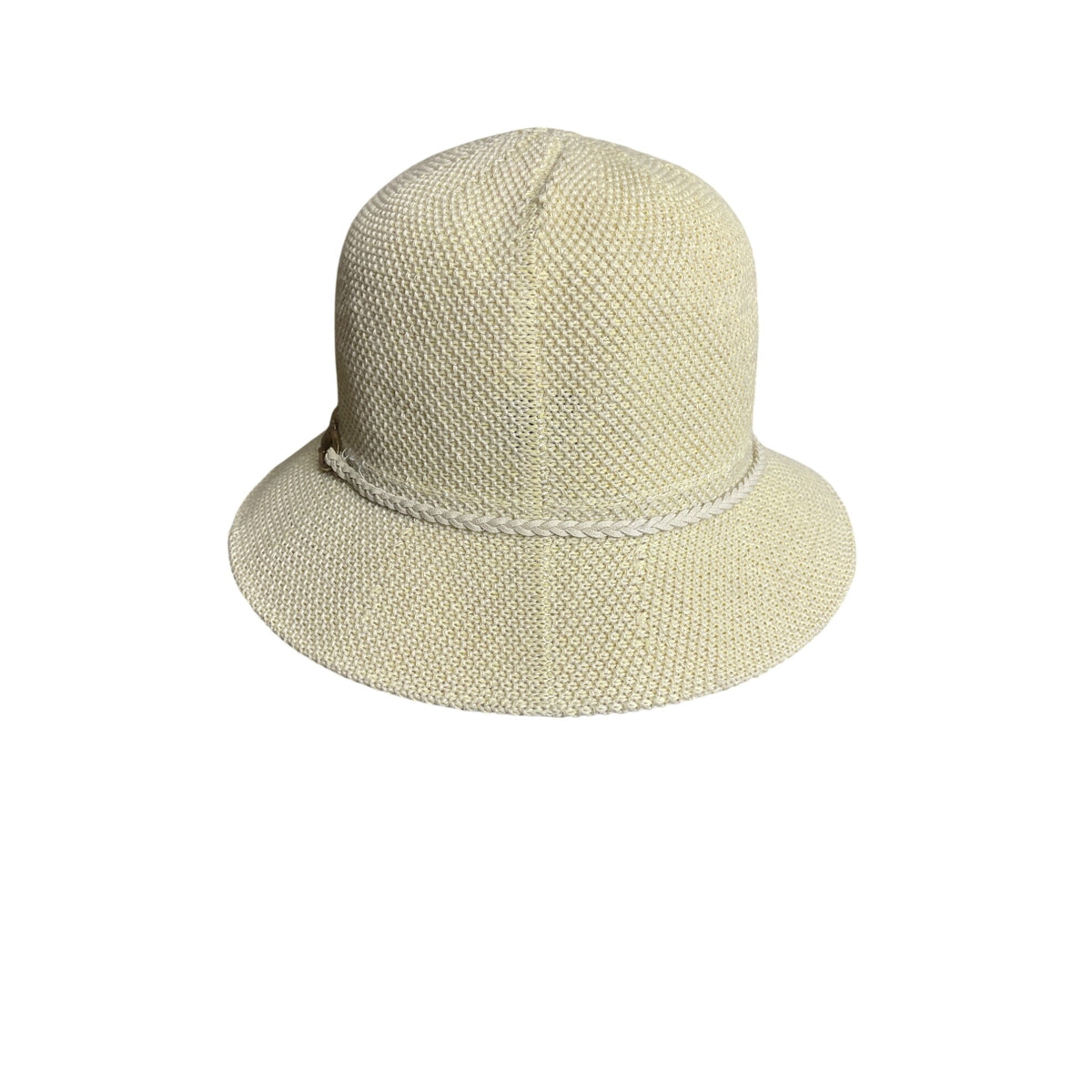 Yellow Cloche Hat With Braided Band & Metal Buckle Accent