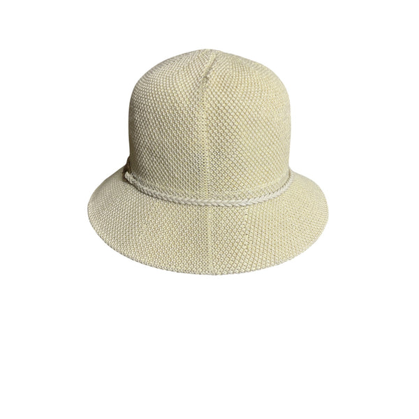 Yellow Cloche Hat With Braided Band & Metal Buckle Accent