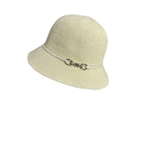 Yellow Cloche Hat With Braided Band & Metal Buckle Accent