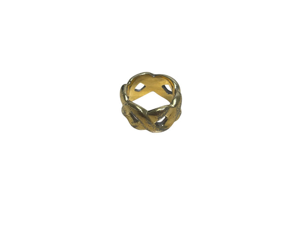 Gold Plated Womens Openwork Vine Pattern Band Ring Elegant Jewelry Size 7