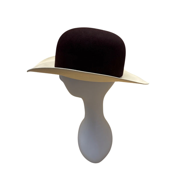Larry Mahan's by Milano Hats Brown & White Women Felt Straw Hat Size 6 7/8 55
