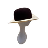 Larry Mahan's by Milano Hats Brown & White Women Felt Straw Hat Size 6 7/8 55