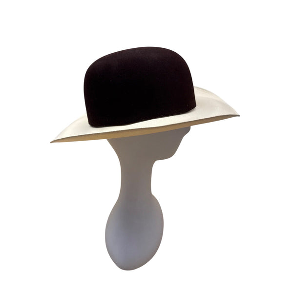 Larry Mahan's by Milano Hats Brown & White Women Felt Straw Hat Size 6 7/8 55