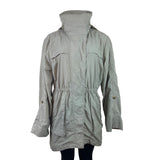 G.E.T Gray Women’s Parka Coat With Gold Zipper High Neck Adjustable Waist Sz M