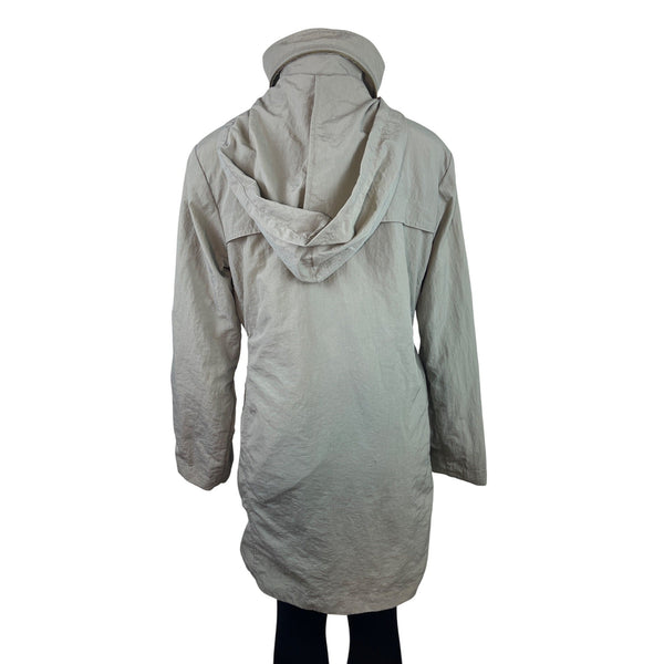G.E.T Gray Women’s Parka Coat With Gold Zipper High Neck Adjustable Waist Sz M