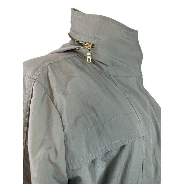 G.E.T Gray Women’s Parka Coat With Gold Zipper High Neck Adjustable Waist Sz M
