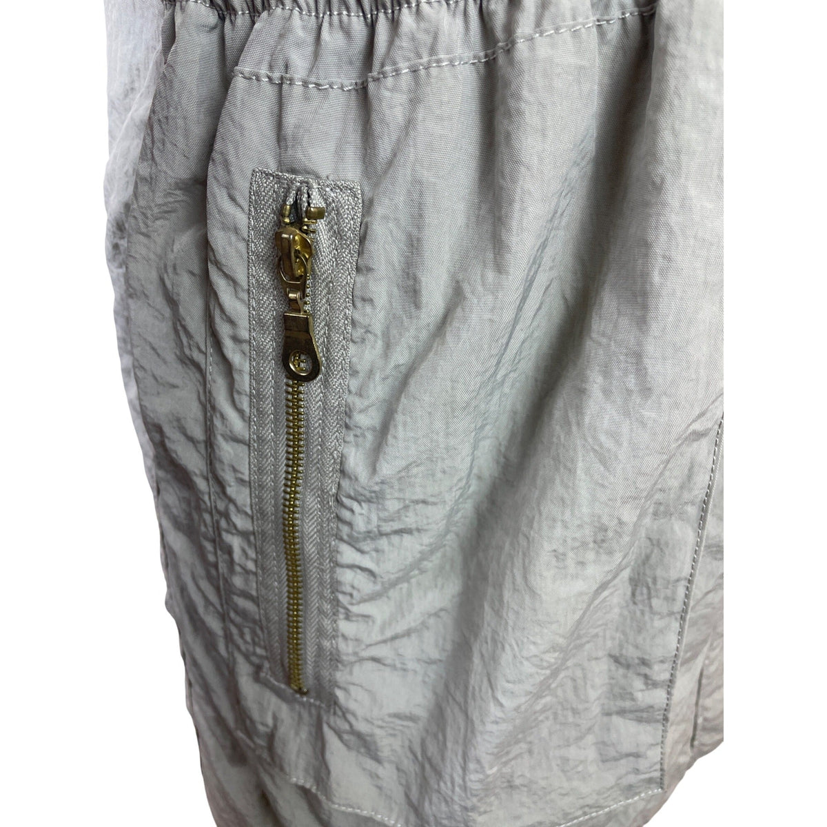 G.E.T Gray Women’s Parka Coat With Gold Zipper High Neck Adjustable Waist Sz M