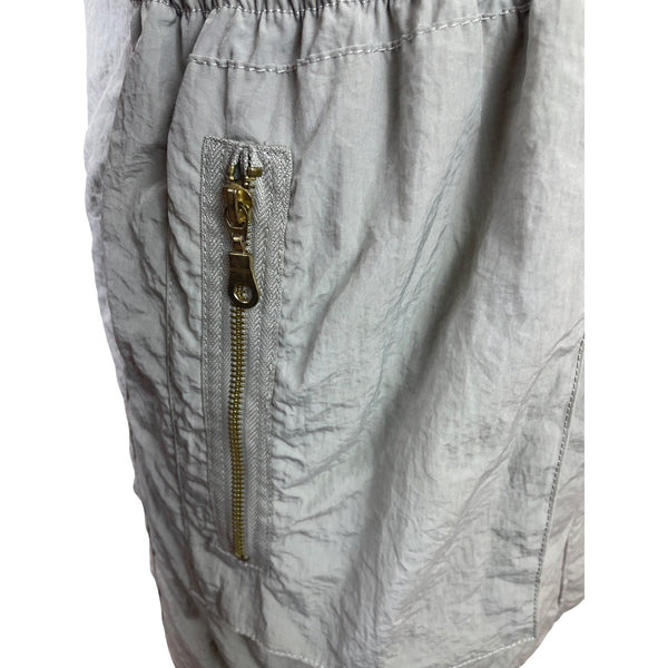 G.E.T Gray Women’s Parka Coat With Gold Zipper High Neck Adjustable Waist Sz M