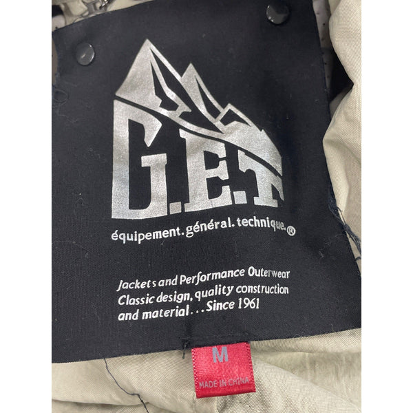 G.E.T Gray Women’s Parka Coat With Gold Zipper High Neck Adjustable Waist Sz M