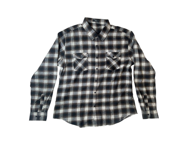 Men's Brown Plaid Button Up Long Sleeve Shirt Sz XXL