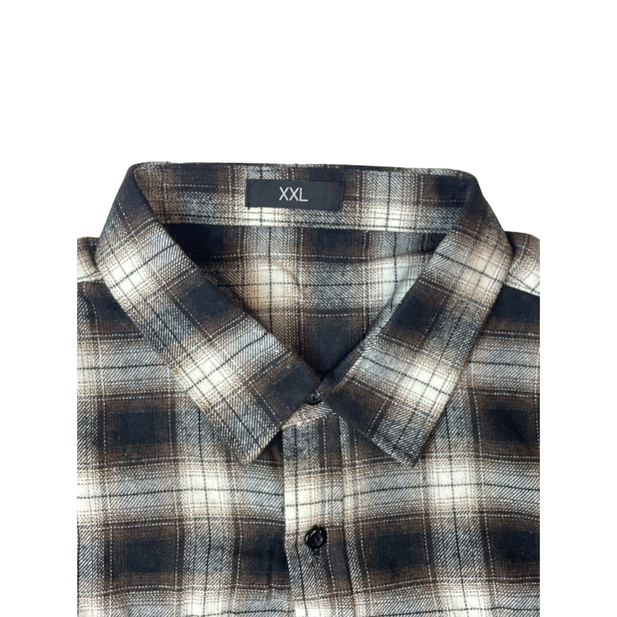 Men's Brown Plaid Button Up Long Sleeve Shirt Sz XXL