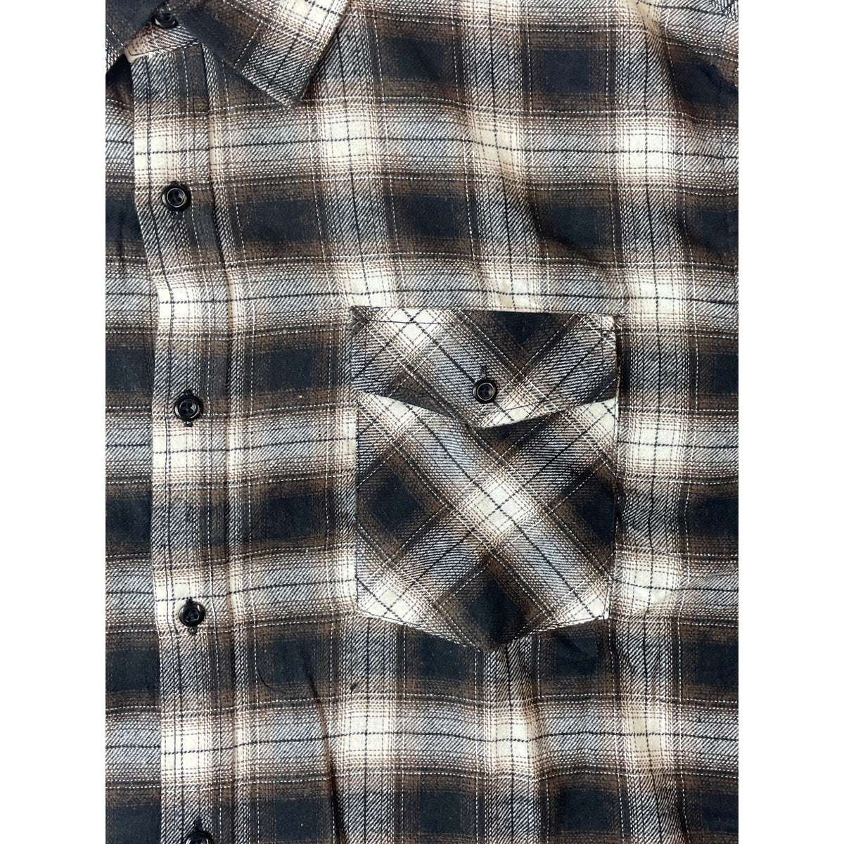 Men's Brown Plaid Button Up Long Sleeve Shirt Sz XXL