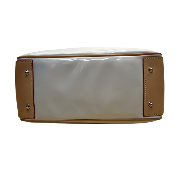 Dooney & Bourke Women’s White & Tan Patent Leather With Charm Satchel Handbag