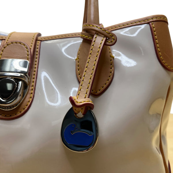 Dooney & Bourke Women’s White & Tan Patent Leather With Charm Satchel Handbag