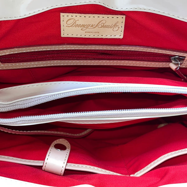 Dooney & Bourke Women’s White & Tan Patent Leather With Charm Satchel Handbag